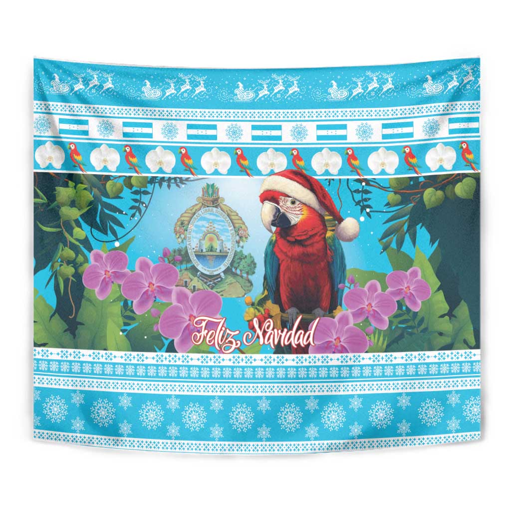 Honduras Christmas Tapestry Scarlet Macaw With Feliz Navidad - Wonder Print Shop