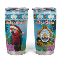 Honduras Christmas Tumbler Cup Scarlet Macaw With Feliz Navidad - Wonder Print Shop