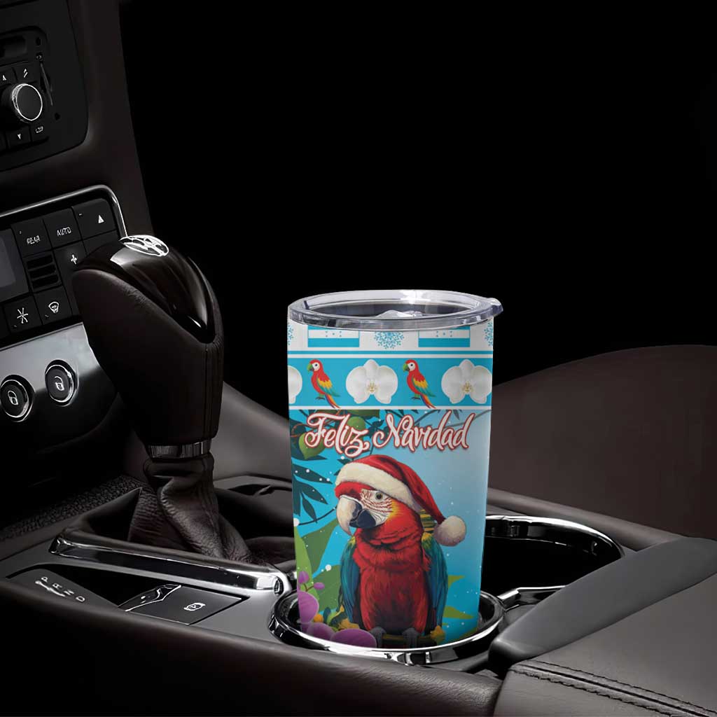 Honduras Christmas Tumbler Cup Scarlet Macaw With Feliz Navidad - Wonder Print Shop