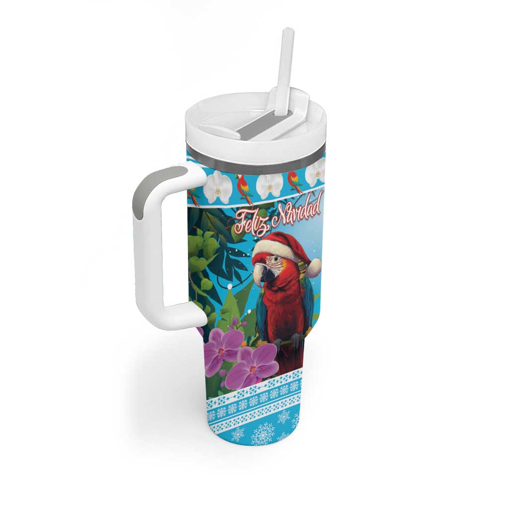Honduras Christmas Tumbler With Handle Scarlet Macaw With Feliz Navidad - Wonder Print Shop