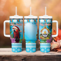Honduras Christmas Tumbler With Handle Scarlet Macaw With Feliz Navidad - Wonder Print Shop
