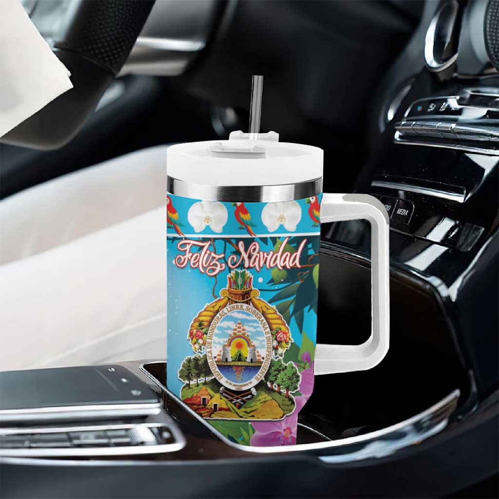 Honduras Christmas Tumbler With Handle Scarlet Macaw With Feliz Navidad - Wonder Print Shop