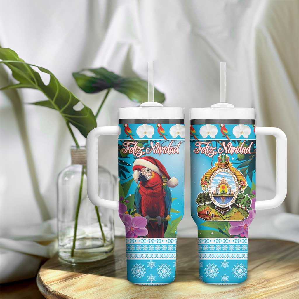 Honduras Christmas Tumbler With Handle Scarlet Macaw With Feliz Navidad - Wonder Print Shop