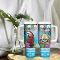 Honduras Christmas Tumbler With Handle Scarlet Macaw With Feliz Navidad - Wonder Print Shop