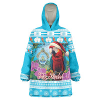 Honduras Christmas Wearable Blanket Hoodie Scarlet Macaw With Feliz Navidad - Wonder Print Shop