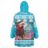 Honduras Christmas Wearable Blanket Hoodie Scarlet Macaw With Feliz Navidad - Wonder Print Shop