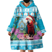 Honduras Christmas Wearable Blanket Hoodie Scarlet Macaw With Feliz Navidad - Wonder Print Shop