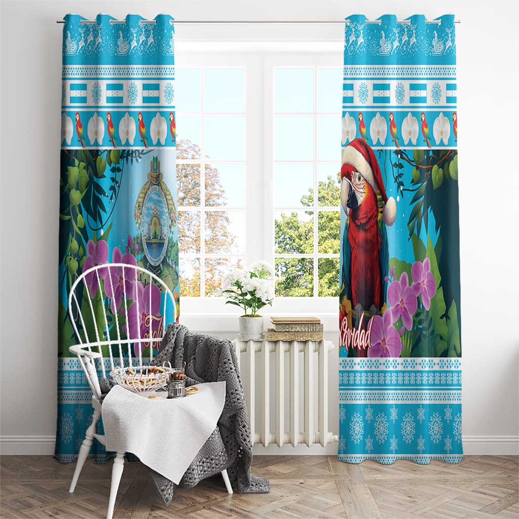 Honduras Christmas Window Curtain Scarlet Macaw With Feliz Navidad - Wonder Print Shop