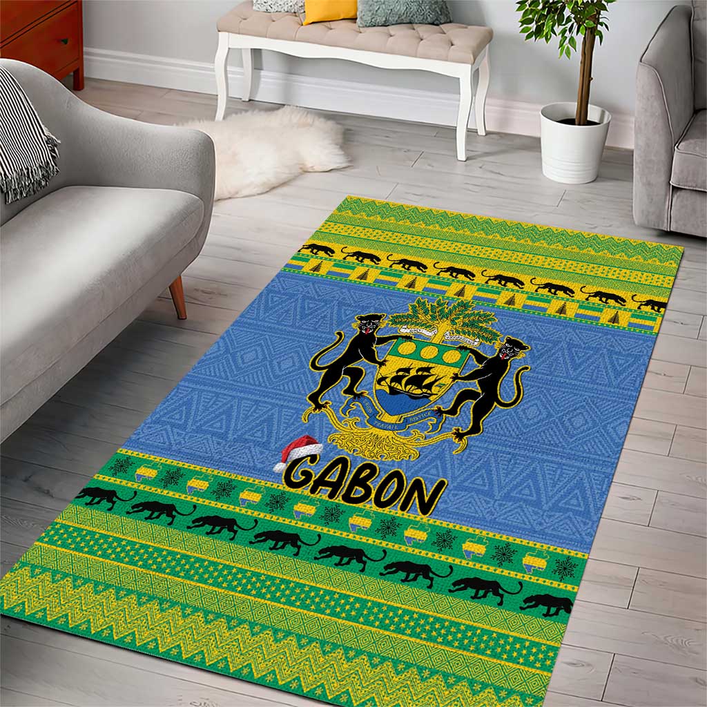 Gabon Christmas Area Rug Coat Of Arms Joyeux Noel - Wonder Print Shop
