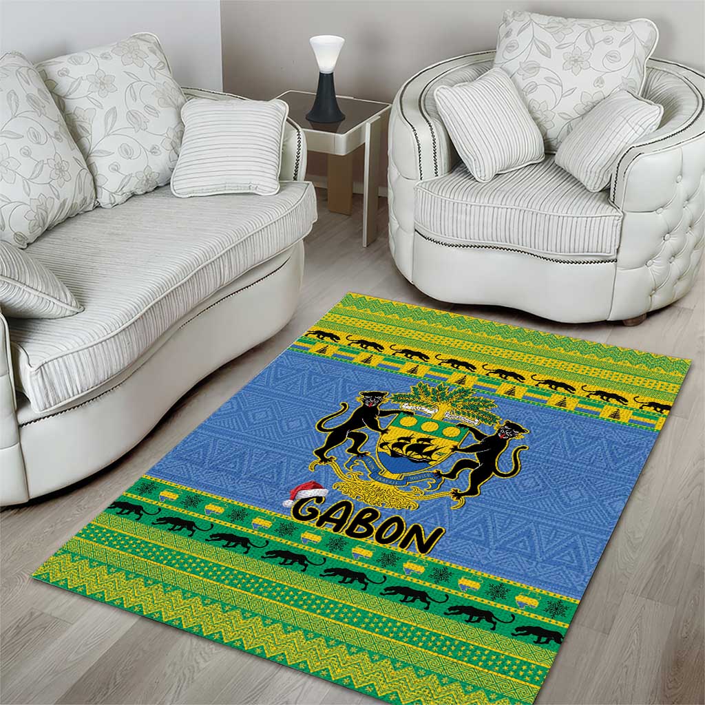 Gabon Christmas Area Rug Coat Of Arms Joyeux Noel - Wonder Print Shop