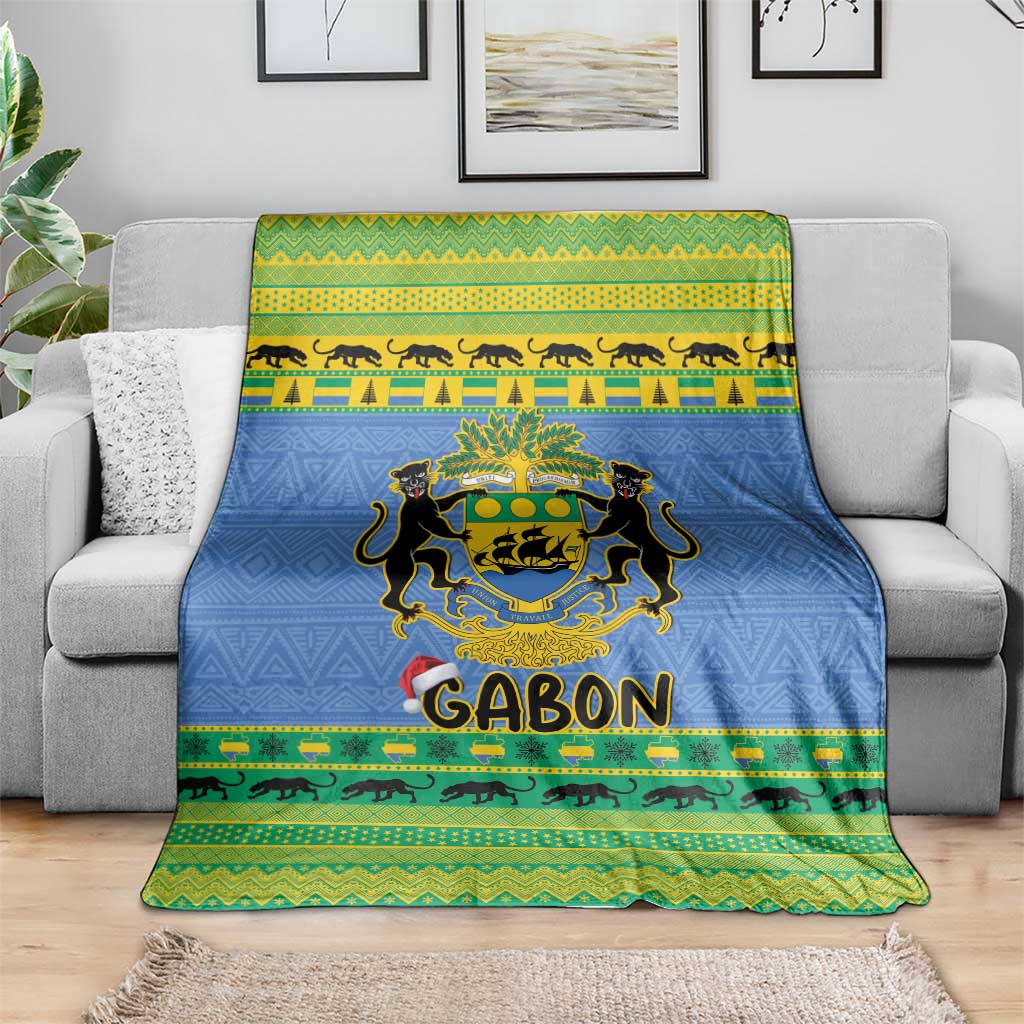 Gabon Christmas Blanket Coat Of Arm Joyeux Noel