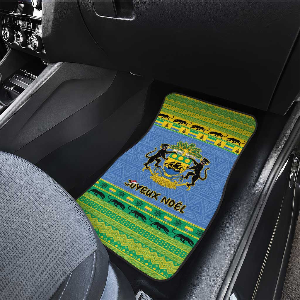 Gabon Christmas Car Mats Coat Of Arms Joyeux Noel - Wonder Print Shop