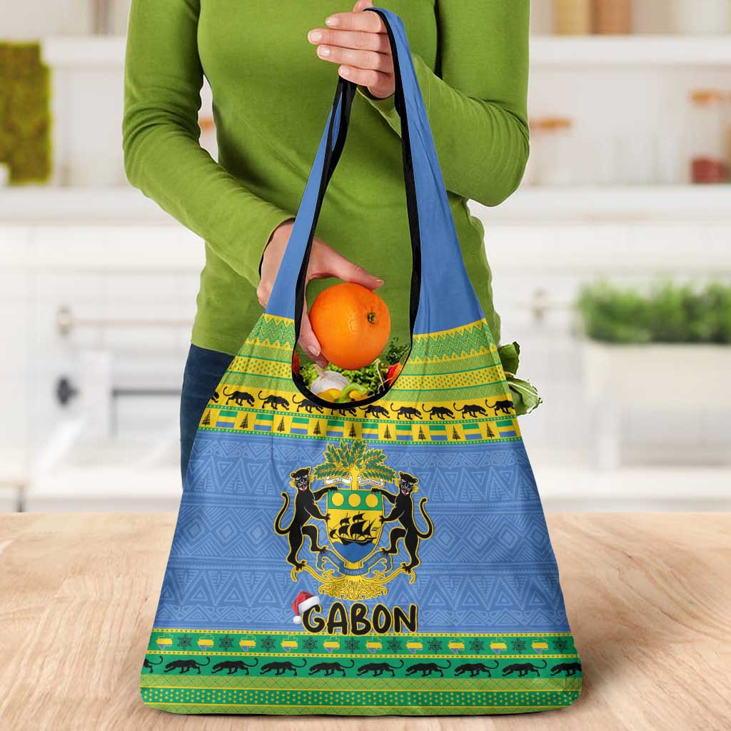 Gabon Christmas Grocery Bag Coat Of Arm Joyeux Noel