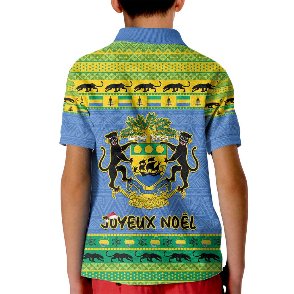 Gabon Christmas Kid Polo Shirt Coat Of Arms Joyeux Noel - Wonder Print Shop