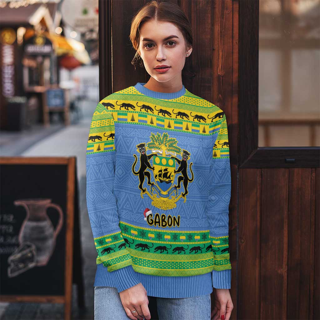 Gabon Christmas Ugly Christmas Sweater Coat Of Arms Joyeux Noel - Wonder Print Shop