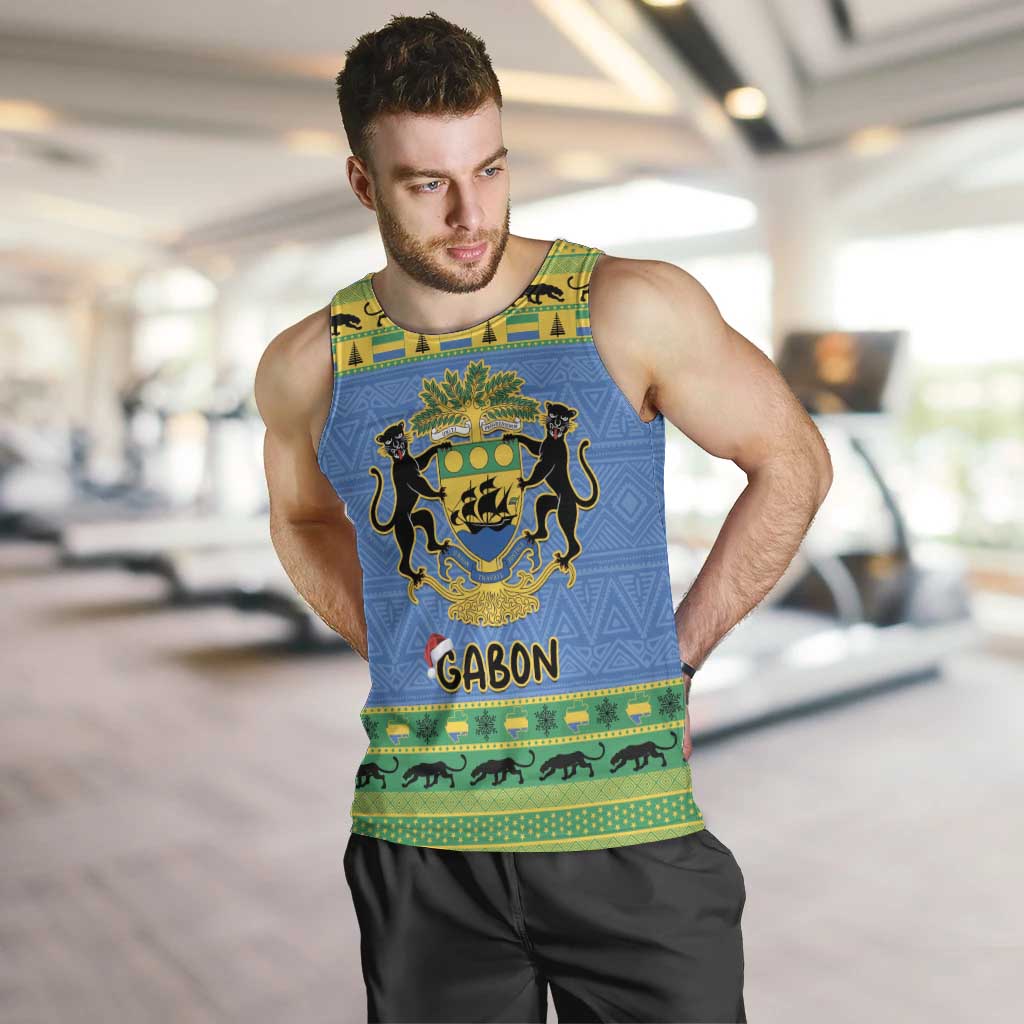 Gabon Christmas Men Tank Top Coat Of Arms Joyeux Noel - Wonder Print Shop