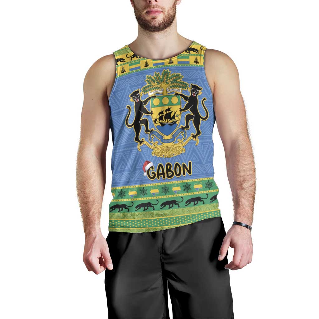 Gabon Christmas Men Tank Top Coat Of Arms Joyeux Noel - Wonder Print Shop
