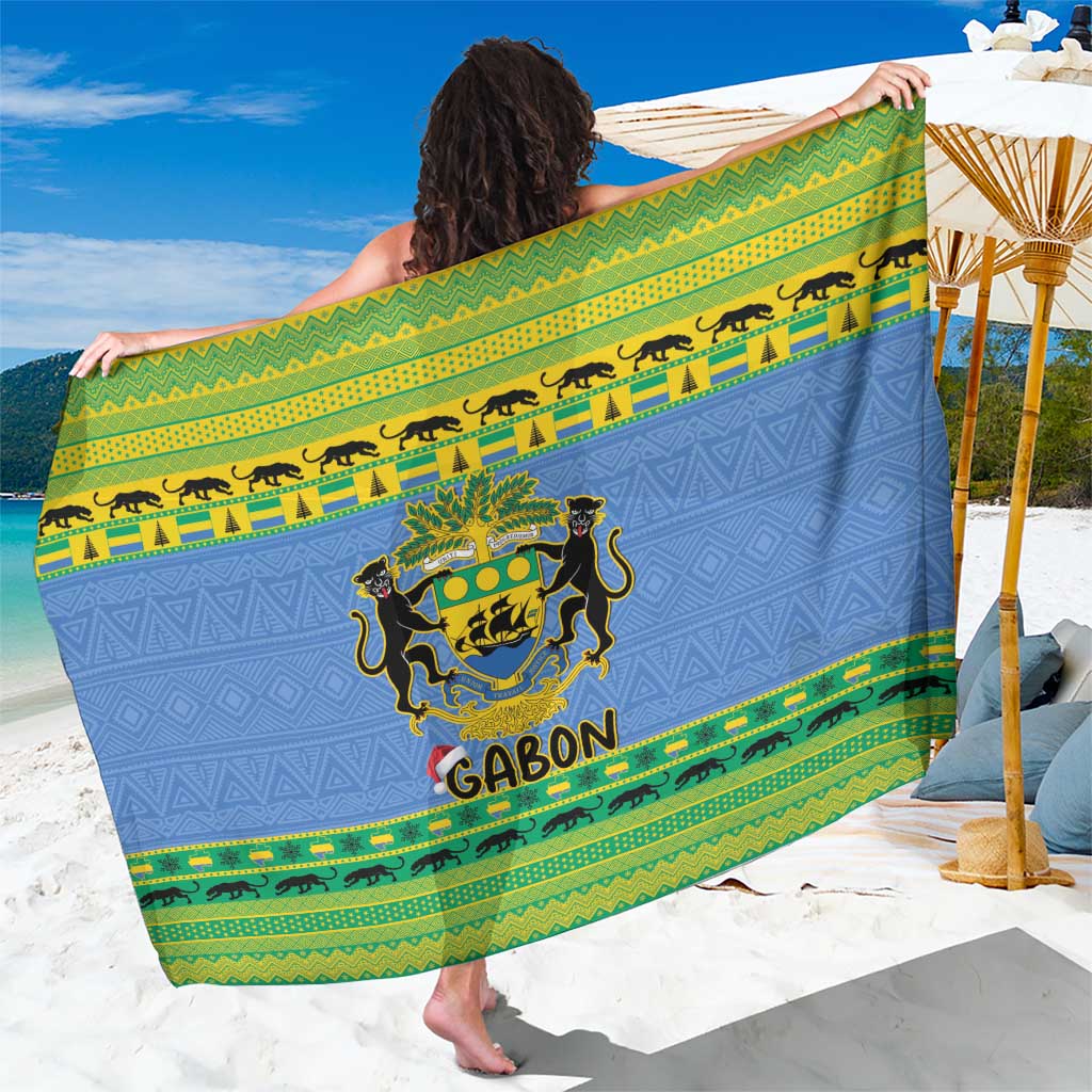 Gabon Christmas Sarong Coat Of Arms Joyeux Noel - Wonder Print Shop