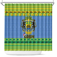 Gabon Christmas Shower Curtain Coat Of Arm Joyeux Noel
