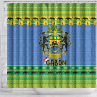 Gabon Christmas Shower Curtain Coat Of Arm Joyeux Noel