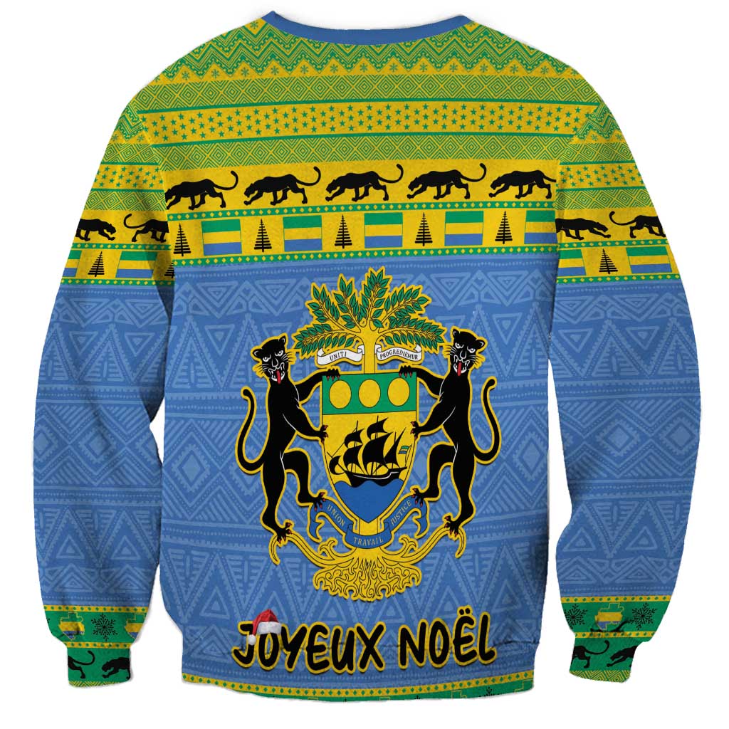 Gabon Christmas Sweatshirt Coat Of Arms Joyeux Noel - Wonder Print Shop