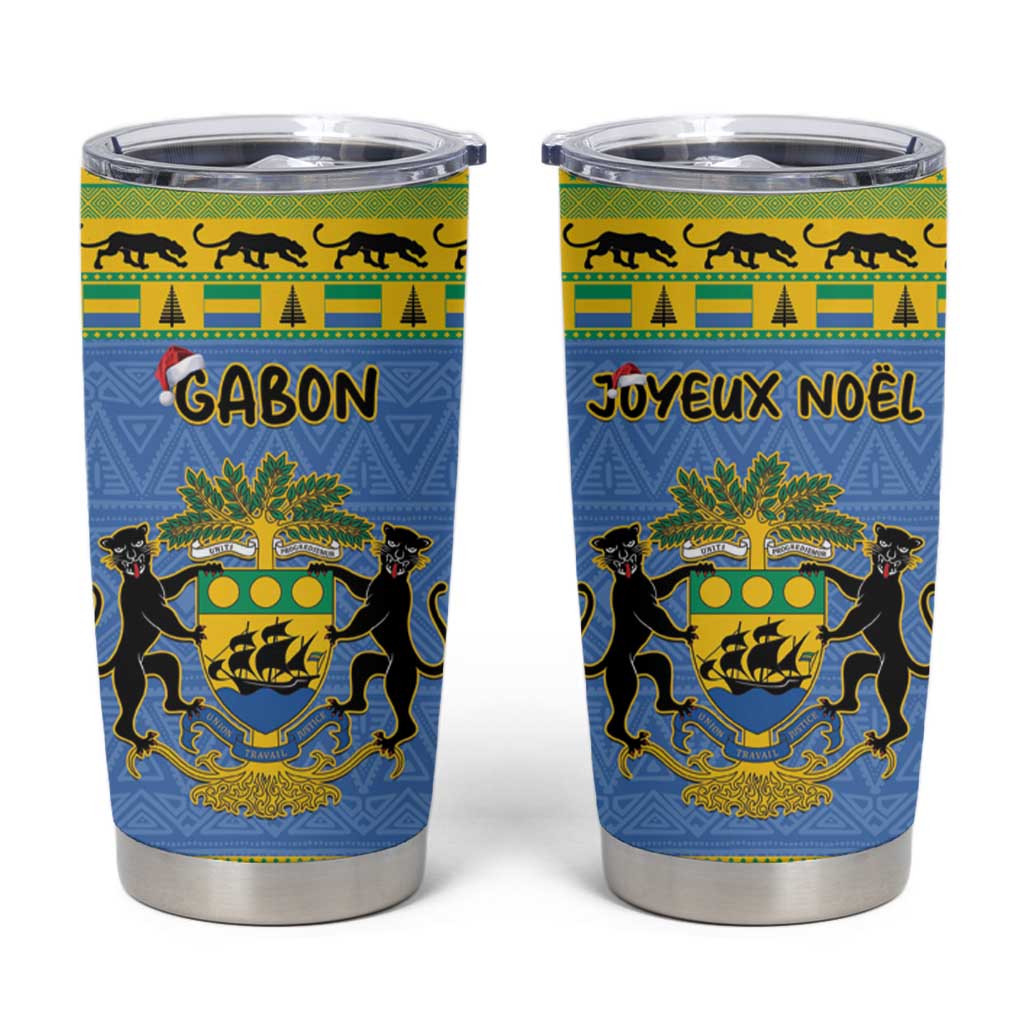 Gabon Christmas Tumbler Cup Coat Of Arms Joyeux Noel - Wonder Print Shop