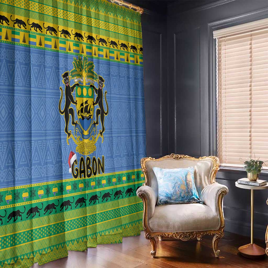 Gabon Christmas Window Curtain Coat Of Arms Joyeux Noel - Wonder Print Shop