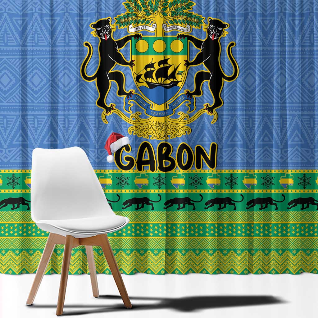 Gabon Christmas Window Curtain Coat Of Arms Joyeux Noel - Wonder Print Shop