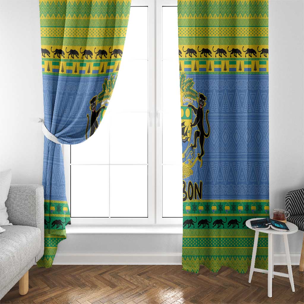 Gabon Christmas Window Curtain Coat Of Arms Joyeux Noel - Wonder Print Shop