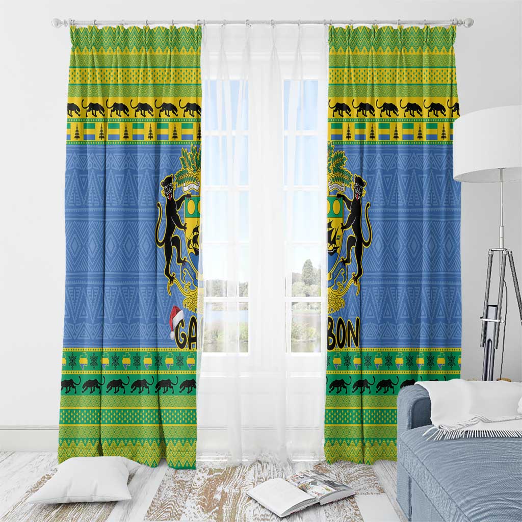 Gabon Christmas Window Curtain Coat Of Arms Joyeux Noel - Wonder Print Shop