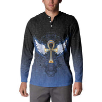 Personalised Egyptian Ankh Button Sweatshirt Egypt Hieroglyphs Pattern