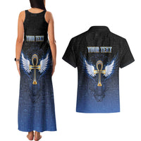 Personalised Egyptian Ankh Couples Matching Tank Maxi Dress and Hawaiian Shirt Egypt Hieroglyphs Pattern