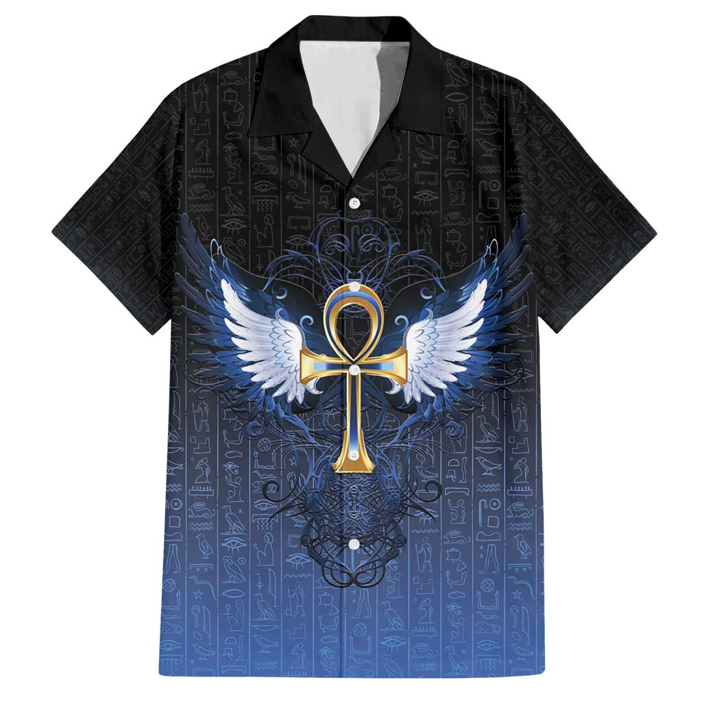 Personalised Egyptian Ankh Family Matching Puletasi and Hawaiian Shirt Egypt Hieroglyphs Pattern
