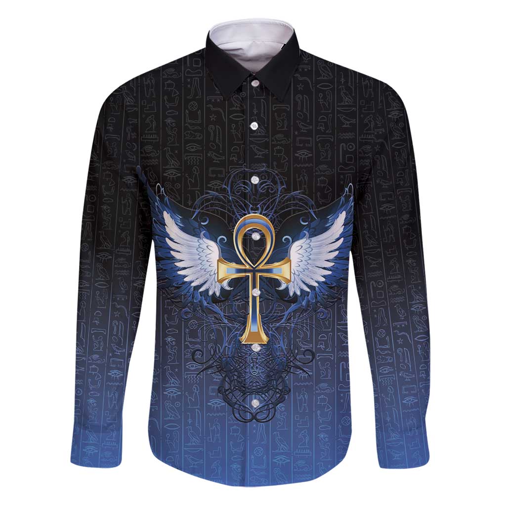 Personalised Egyptian Ankh Family Matching Puletasi and Hawaiian Shirt Egypt Hieroglyphs Pattern