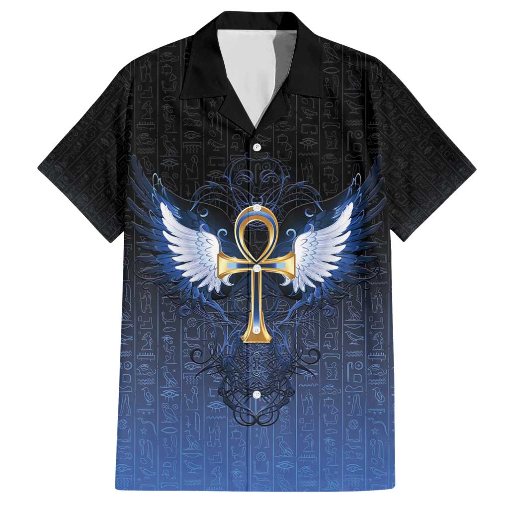 Personalised Egyptian Ankh Family Matching Short Sleeve Bodycon Dress and Hawaiian Shirt Egypt Hieroglyphs Pattern