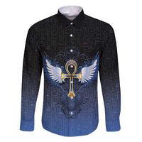 Personalised Egyptian Ankh Family Matching Short Sleeve Bodycon Dress and Hawaiian Shirt Egypt Hieroglyphs Pattern