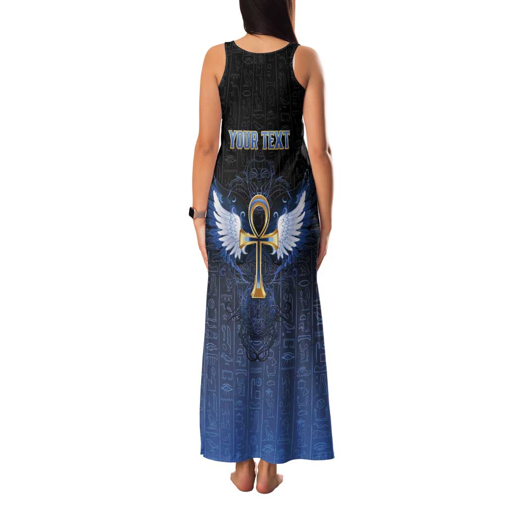 Personalised Egyptian Ankh Family Matching Tank Maxi Dress and Hawaiian Shirt Egypt Hieroglyphs Pattern