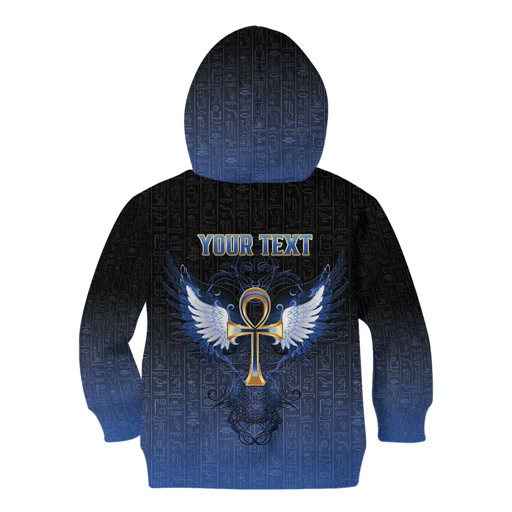 Personalised Egyptian Ankh Kid Hoodie Egypt Hieroglyphs Pattern