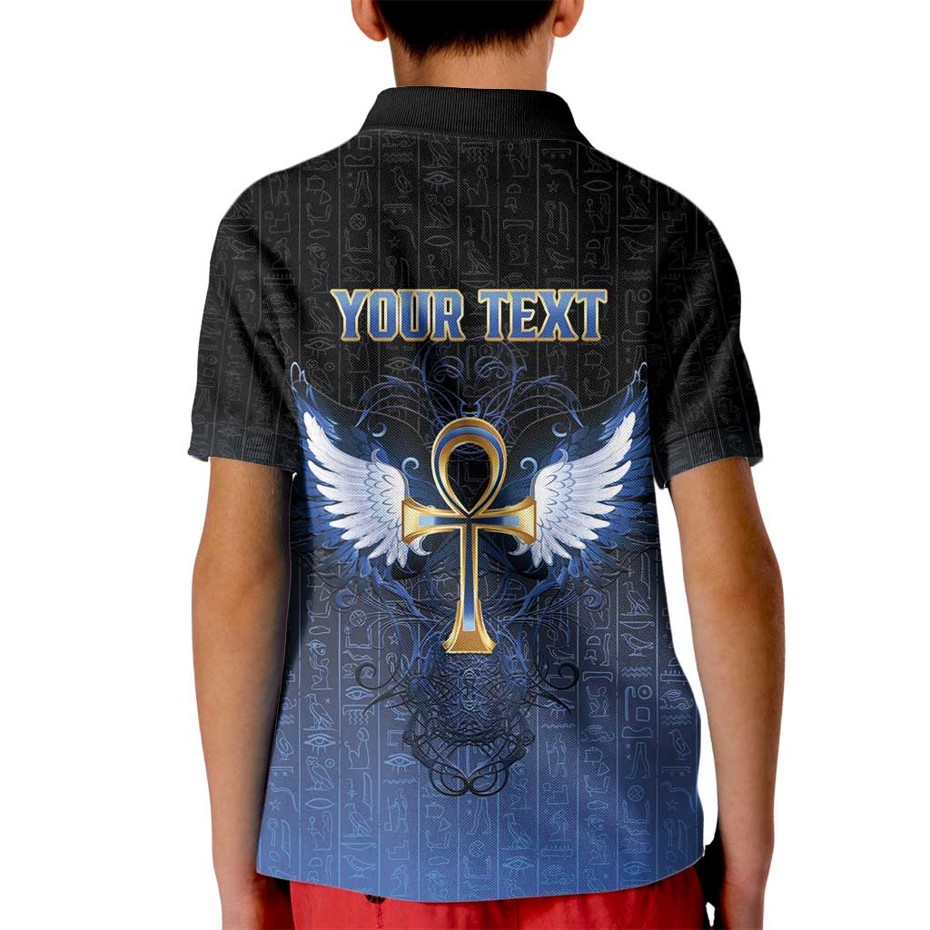 Personalised Egyptian Ankh Kid Polo Shirt Egypt Hieroglyphs Pattern