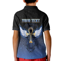 Personalised Egyptian Ankh Kid Polo Shirt Egypt Hieroglyphs Pattern