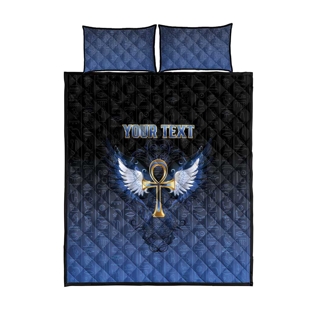 Personalised Egyptian Ankh Quilt Bed Set Egypt Hieroglyphs Pattern