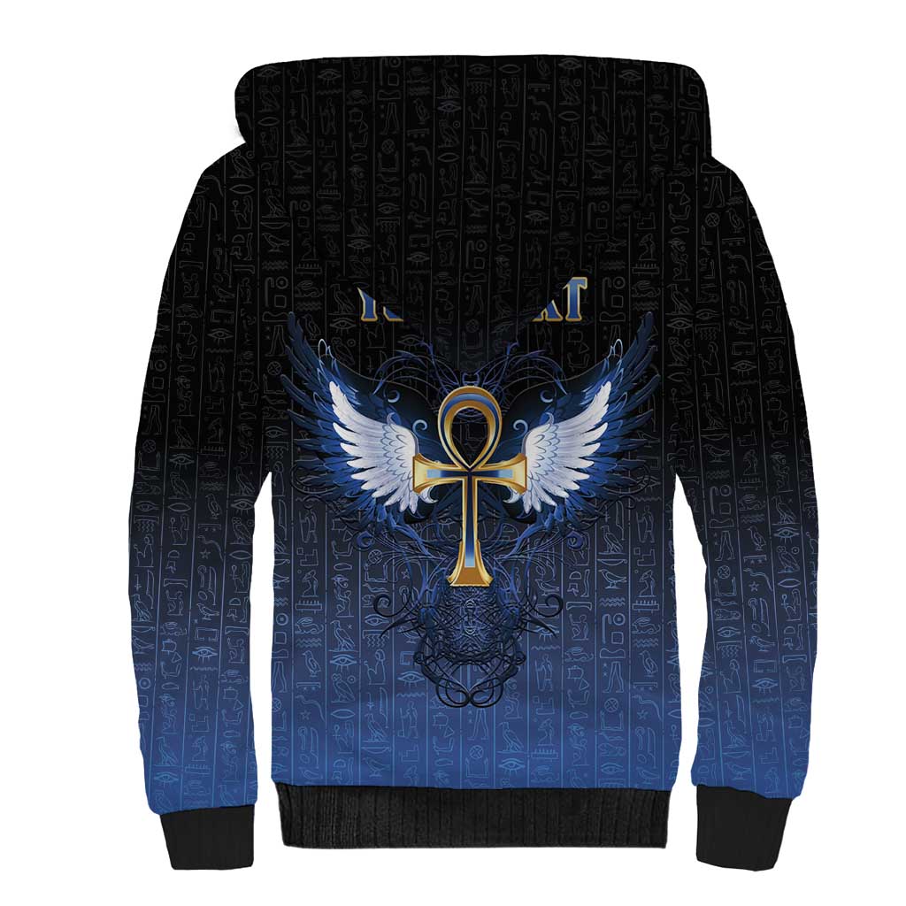 Personalised Egyptian Ankh Sherpa Hoodie Egypt Hieroglyphs Pattern
