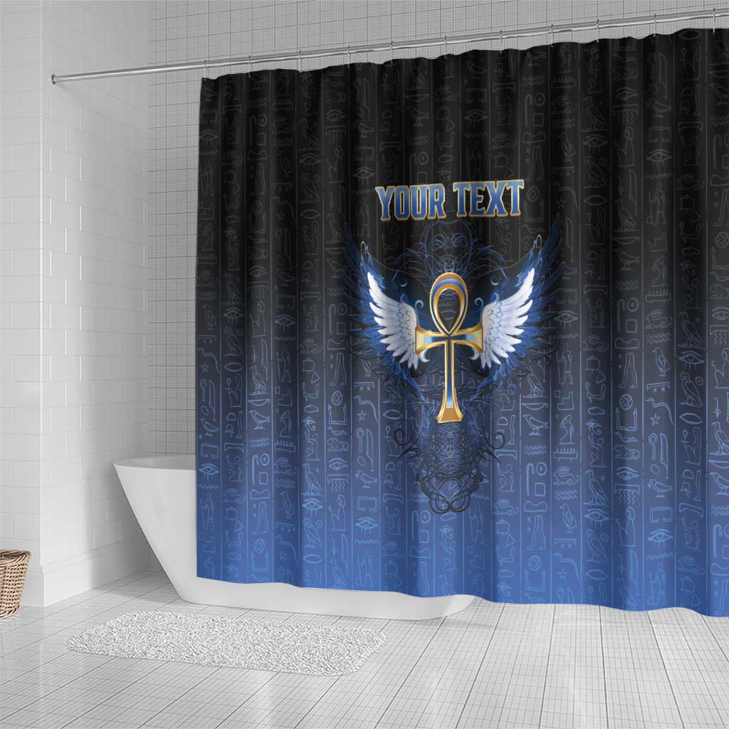 Personalised Egyptian Ankh Shower Curtain Egypt Hieroglyphs Pattern
