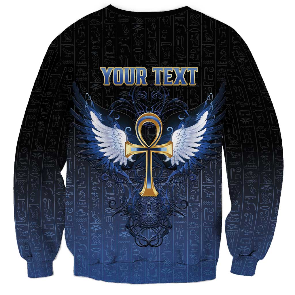 Personalised Egyptian Ankh Sweatshirt Egypt Hieroglyphs Pattern