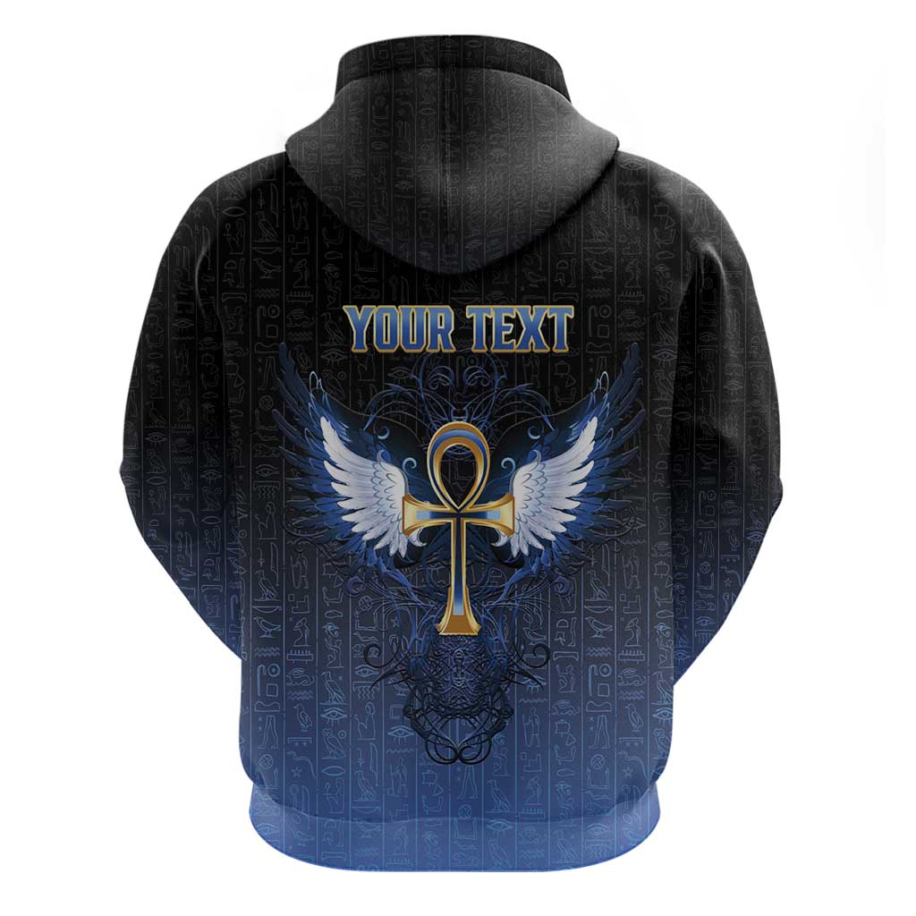 Personalised Egyptian Ankh Zip Hoodie Egypt Hieroglyphs Pattern