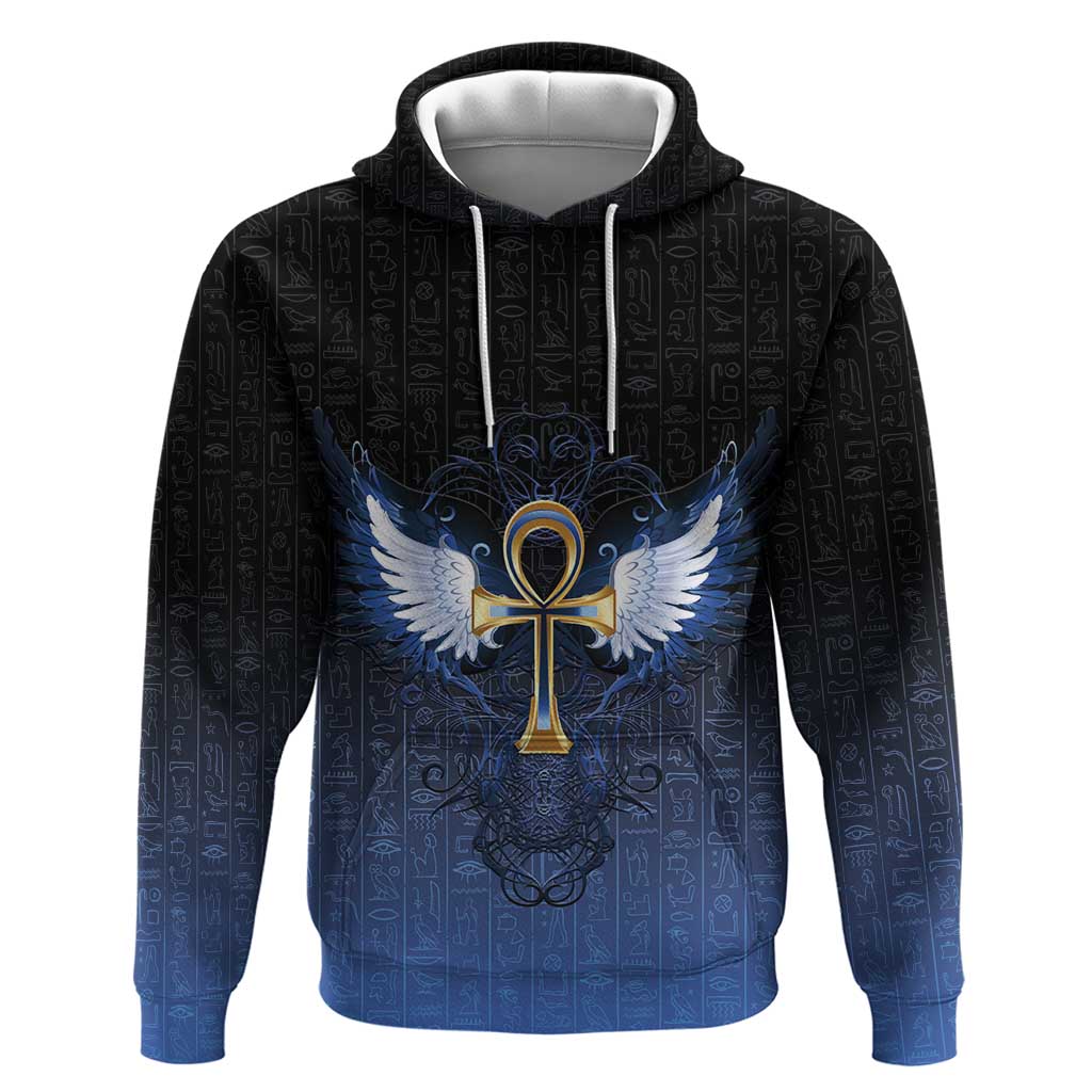 Personalised Egyptian Ankh Zip Hoodie Egypt Hieroglyphs Pattern