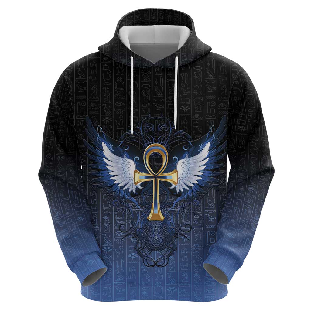 Personalised Egyptian Ankh Zip Hoodie Egypt Hieroglyphs Pattern