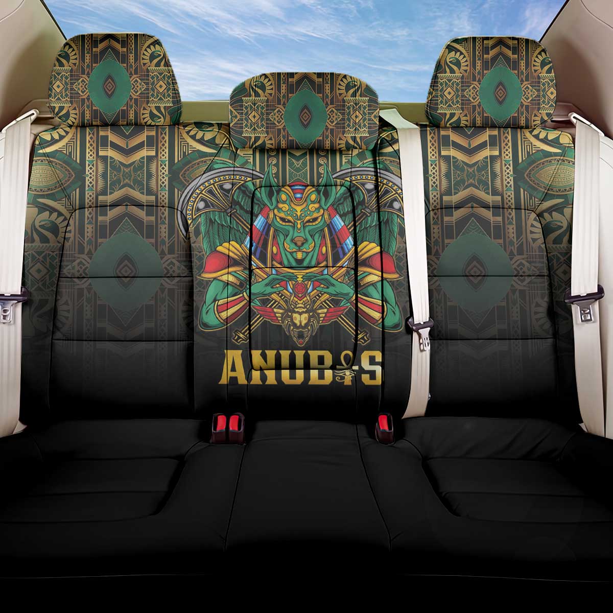 Egypt Anubis Back Car Seat Cover Golden Ancient Egypt Pattern