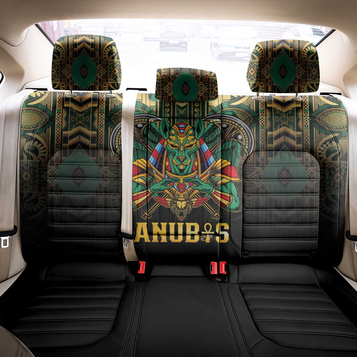 Egypt Anubis Back Car Seat Cover Golden Ancient Egypt Pattern