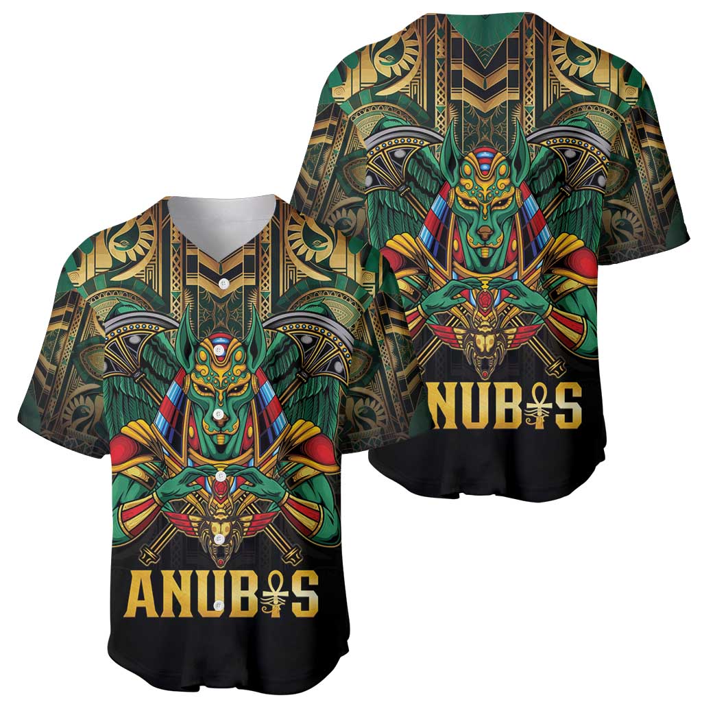 Egypt Anubis Baseball Jersey Golden Ancient Egypt Pattern